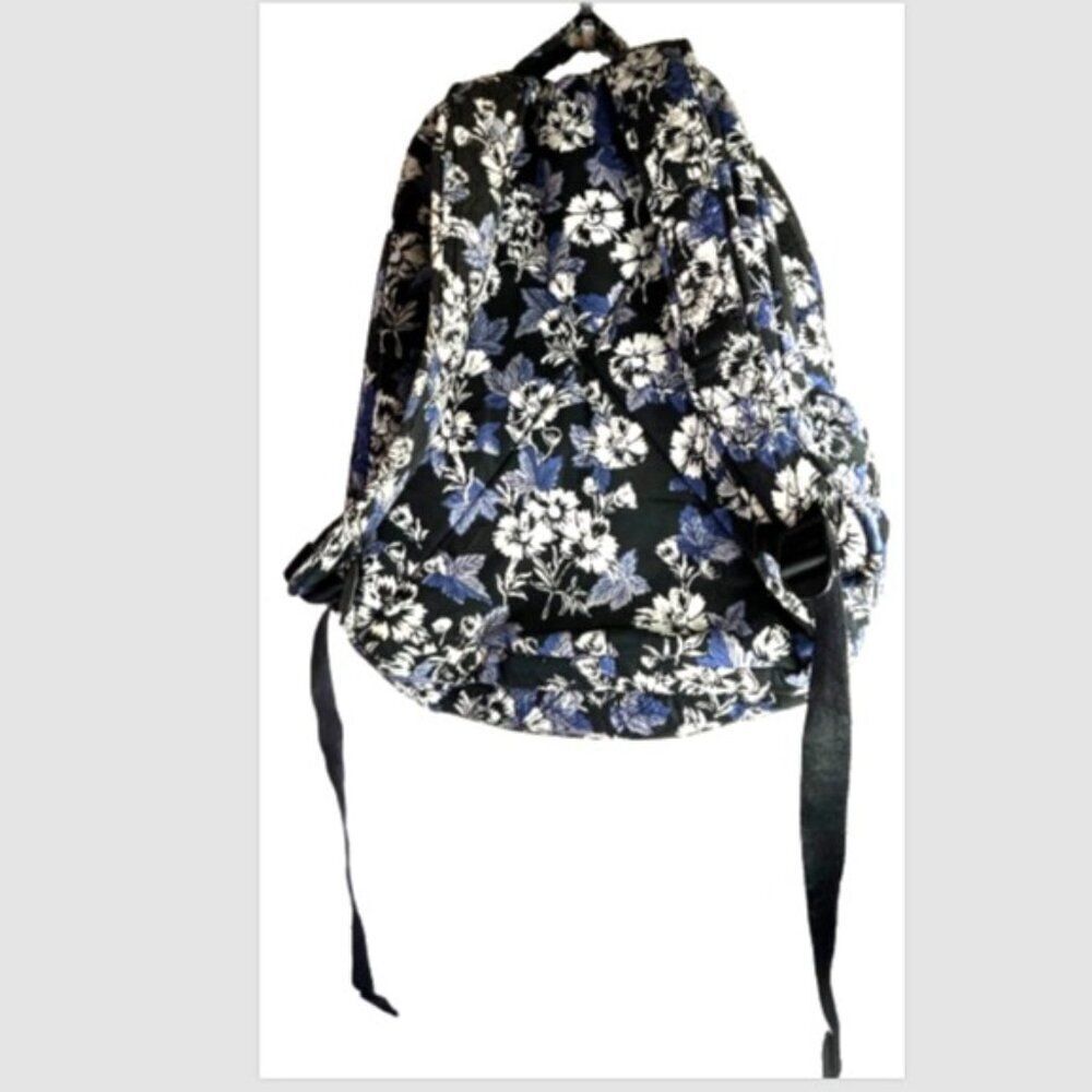 Vera Bradley bookbag black blue everyday casual Campus Backpack floral FLAWED - Picture 2 of 14